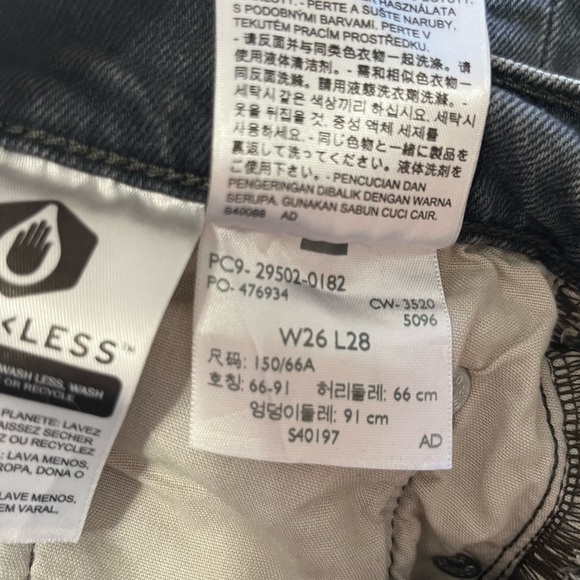 Levi’s Premium 501 Skinny High Rise Button Fly Ripped Washed Black Women Size 27 - Picture 15 of 16